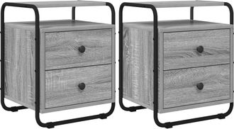 vidaXL Mesa De Noche 2 Uds. Sonoma Gris Madera De Ingenier&iacute;a Vidaxl