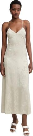 A|X Armani Exchange Damask-effect Satin Maxi Jurk - Dames - Casual kleedjes - Beige - XS - Polyester - Kleedjes