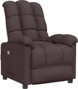 vidaXL Sill&oacute;n De Masaje El&eacute;ctrico Tela Marr&oacute;n Oscuro Vidaxl
