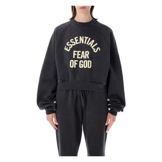Fear of God Sweatshirts, female, Black, Size: M Campus 90s Cropped Crewneck