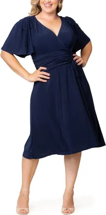 Kiyonna Jemma Ruched Tie Dress in Nouveau Navy at Nordstrom, Size 3X