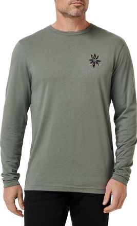 Travis Mathew Big Bay Long Sleeve Cotton Graphic T-Shirt in Dark Olive at Nordstrom, Size Xx-Large