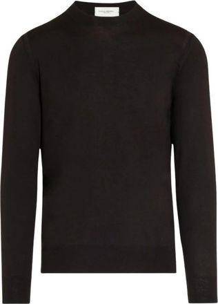 Paolo Pecora Maglia Girocollo Rasata - Heren - Ronde hals truien - Zwart - XL - Wol - Truien & Vesten