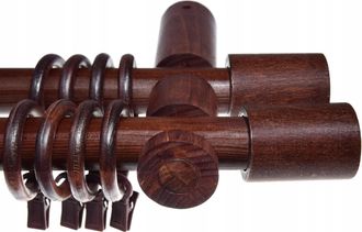 OEM Barra Doble Para Cortinas De Madera De Caoba, 260 Cm, Cilindro Combinado