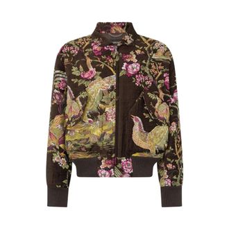 Roberto Cavalli Oriental Bird Print Bomber Jacket - Heren - Bomber jackets - Veelkleurig - S - Wol - Jassen