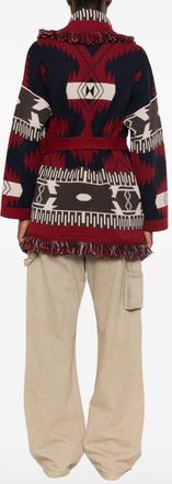 Alanui Cashmere Geometric Pattern Cardigan - Burgundy