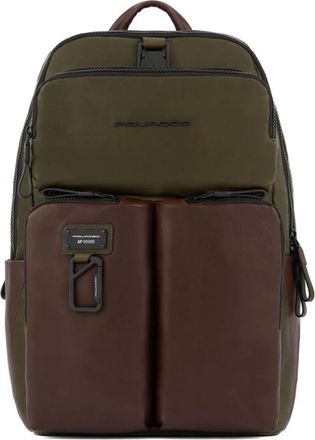 Piquadro Laptop backpack 14 with waterproof cover - Heren - Rugzakken - Groen - ONE Size - Tassen