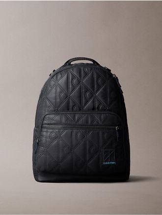 Calvin Klein Mens Emblem Logo Puffer Backpack - Black