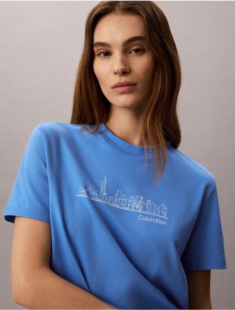 Calvin Klein Jeans Calvin Klein Womens New York Cityscape Classic Graphic Tee - Blue - XL