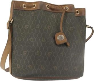 Dior Pre-owned Vintage Honeycomb Canvas Shoulder Bag - Dames - Vintage Tas - Bruin - ONE Size - Leer - Vintage