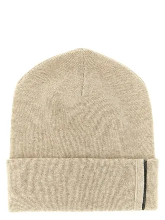 Brunello Cucinelli Beige Monile Beanie Hat