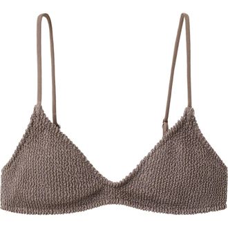 Mango Textured Triangle Bikini Top in Light/Pastel Brown at Nordstrom, Size X-Large