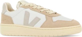 Veja Womens Two-Tone Leather And Suede V-82 Sneakers Whitenaturalalmond