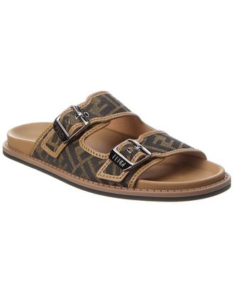 Fendi Fendi Feel Ff Jacquard & Leather Sandal
