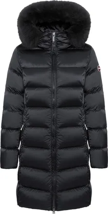 Colmar Mid-Length Black Puffer Coat with Detachable Fur Trim