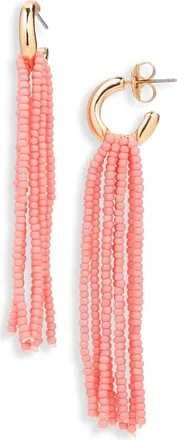 Leith Beaded Fringe Drop Earrings in Pink- Gold at Nordstrom Rack