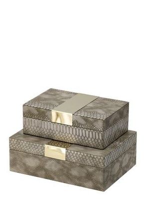 R16 Home Snake Skin Box - Set of 2 in Brown/Taupe Mul at Nordstrom Rack