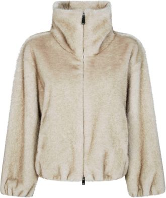 P.A.R.O.S.H. Cropped Zip Faux Fur Down Jacket