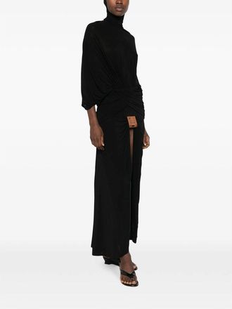 Jean Paul Gaultier Pleated Floor-Length Dress - Black
