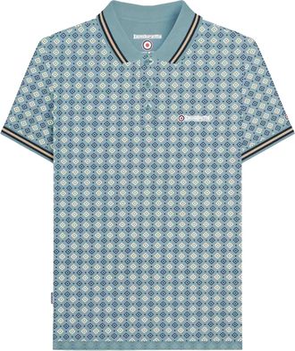 Lambretta Heren SS25 Geometric Poloshirt (Rookblauw)