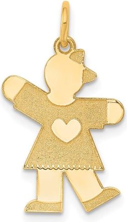 Diamond2Deal 14k Gold The Kids Small Heart Dress Girl Engravable Kiss Charm Pendant