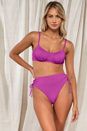 Swim Systems Rib Malia High Waist Bikini Bottom In Orchid Rio