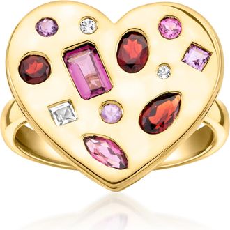 Ross-Simons Multi-Gemstone Heart Ring in 18kt Gold Over Sterling