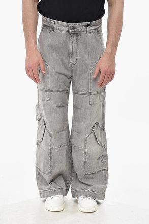 Versace Jeans Cargo a Gamba Dritta con Bottone Iconico 31cm Versace