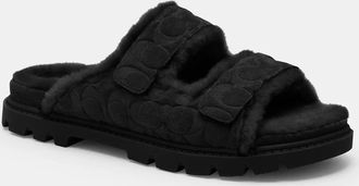 Coach Two Band Sport Slide In Signature Suede