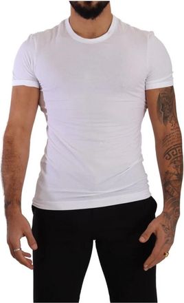 Dolce & Gabbana Wit Katoenmix T-shirt met Ronde Halslijn - Heren - T-shirts - Wit - XS - Katoen - Tops