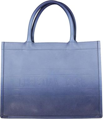 Dior Medium Book Tote - Dames - Shoppers - Blauw - ONE Size - Leer - Tassen