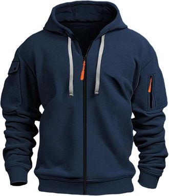 Generic Mens Hoodies Zip Up, Plain Hooded Sweatshirts Lightweight Fleece Jackets Full Zip Tactical Work Jumpers Long Sleeve Hoody Gym Running Sports Travel Ho