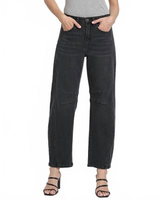 Flying Monkey Rebel High Rise Barrel Jeans In Washed Black