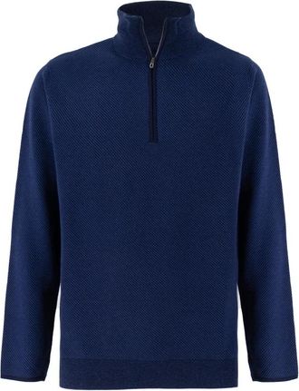 Sease Zachte Zip Sweatshirt met Ribbed Hem - Heren - Coltruien - Blauw - 2XL - Wol - Truien & Vesten