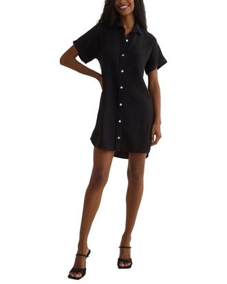 Bella Dahl Roll Sleeve Pocket Linen-Blend Shirtdress