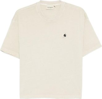 Carhartt Work in Progress Beige Crew Neck Logo T-Shirt