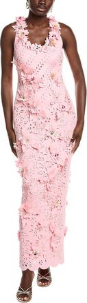Badgley Mischka Scuba 3D Flowers Gown