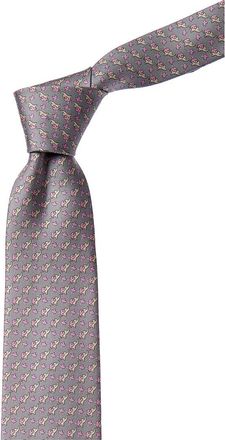Ferragamo Ferragamo Grey Elephant Silk Tie