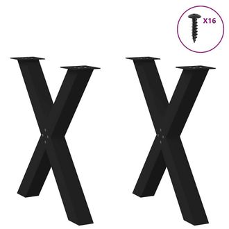Berkfield Home Modern Dining Table Legs X-Shaped 2 pcs Black 80x(72-73) cm Steel