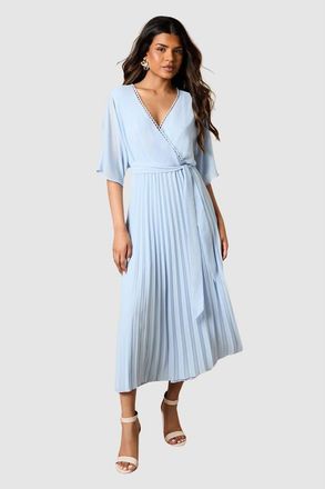 Oasis Petite Occasion Pleated Midi Dress in Cornflower Blue at Nordstrom, Size 4