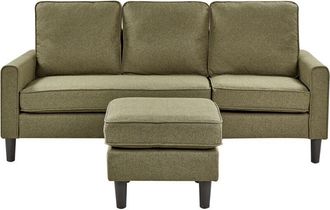 Beliani Sofa 3 Seater AVESTA Fabric Green with Ottoman