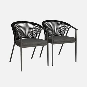 Sweeek Silla De Jard&iacute;n Apilable De Acero Y Cuerdas, Set De 2