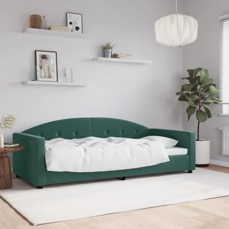 vidaXL Sof&aacute; Cama Sin Colch&oacute;n Terciopelo Verde Oscuro 90x200cm Vidaxl