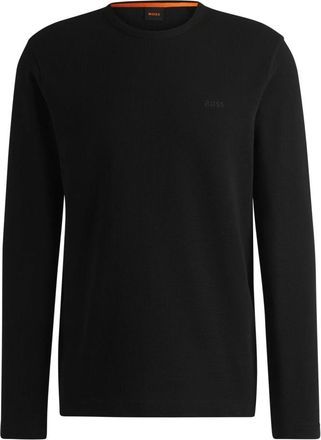 HUGO BOSS Zwarte trui met geborduurd logo - Heren - Ronde hals truien - Zwart - XS - Katoen - Truien & Vesten