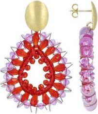 Lott. Gioielli Silk Drop Crystal Earrings with Sequins in Neon Flare & Lilac in Red & Lilac at Nordstrom