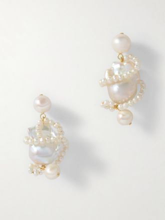 Completedworks Orecchini In Vermeil Riciclato Con Perle Carvings - Oro