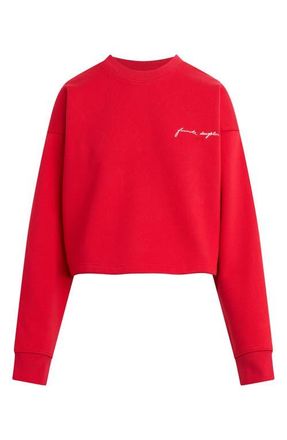 Favorite Daughter The Cropped Signature Sweatshirt in Rouge Red/Red at Nordstrom, Size X-Small