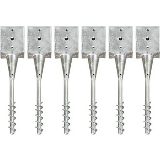 vidaXL Picchetti di Terra 6 pz Argento 12x12x56 cm in Acciaio Zincato - Vidaxl