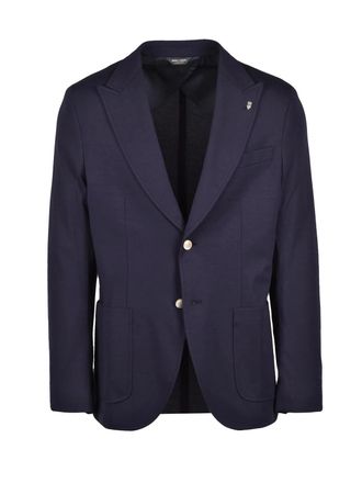 Berry & Brian Blue Rounded Viscose Polyamide Elastane Blazer Jacket