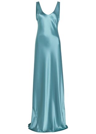 Galvan Valletta Satin Maxi Dress - Blue - 42 (UK14 / L)